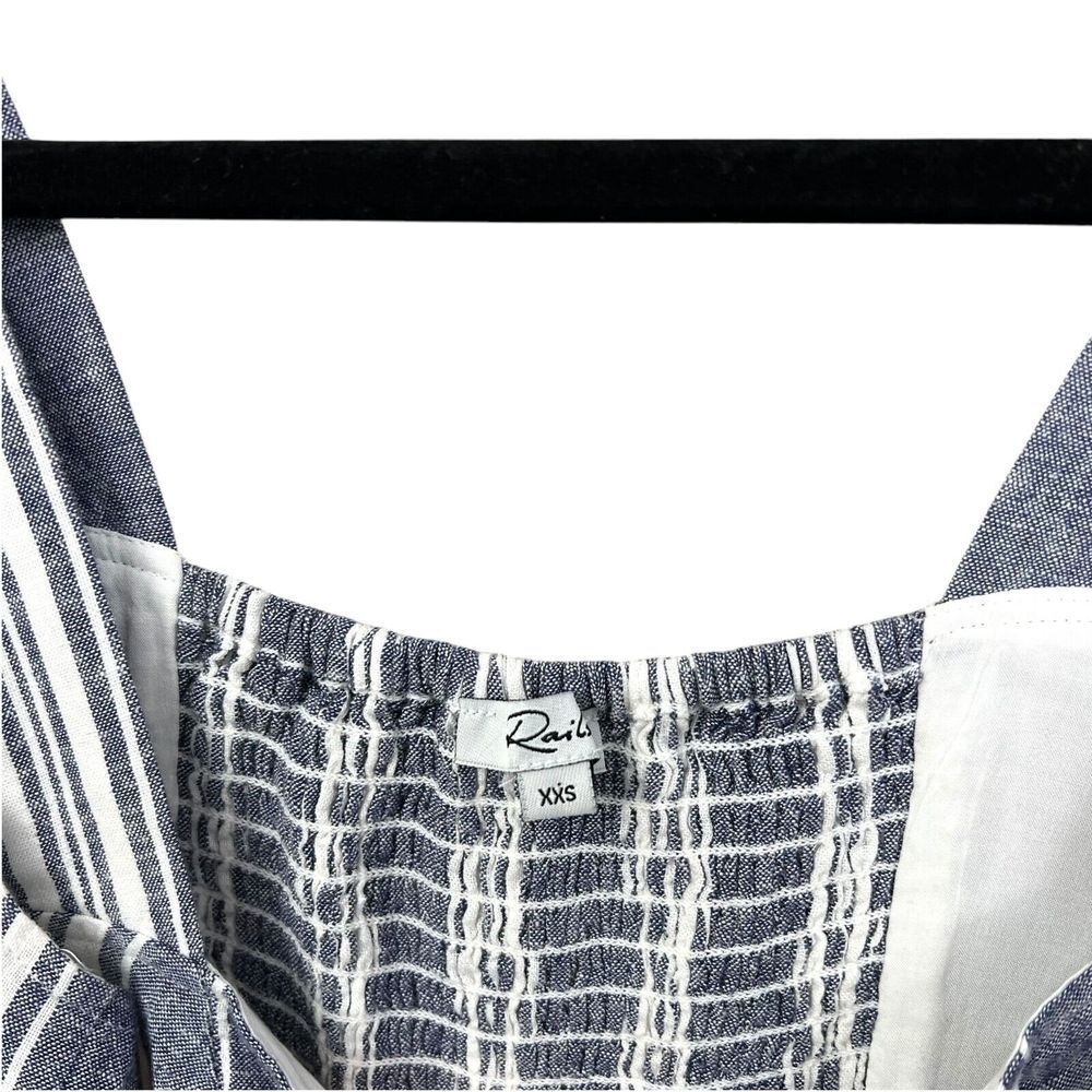 Rails Women Linen Blend Jumpsuit Harper Striped Smocked Pockets Blue White XXS* - Picture 4 of 6